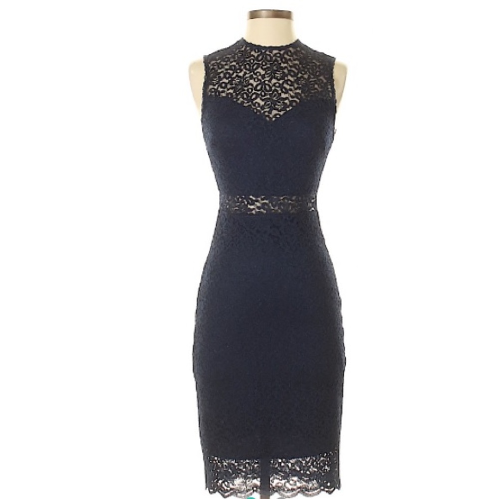 Soprano Navy Blue Lace Dress - S